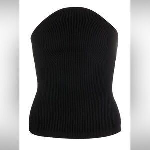 KHAITE Black Ribbed Camisole Top
